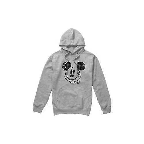 Disney Mens Mickey Mouse Face Distress Hoodie
