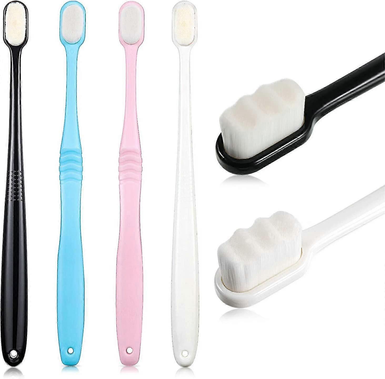 4 Pieces Soft Toothbrush Micro Nano Toothbrush Extra Soft Bristles Manual Toothbrush With 10,000 Bristles For Fragile Gums Adult Kid ldren (pink, B