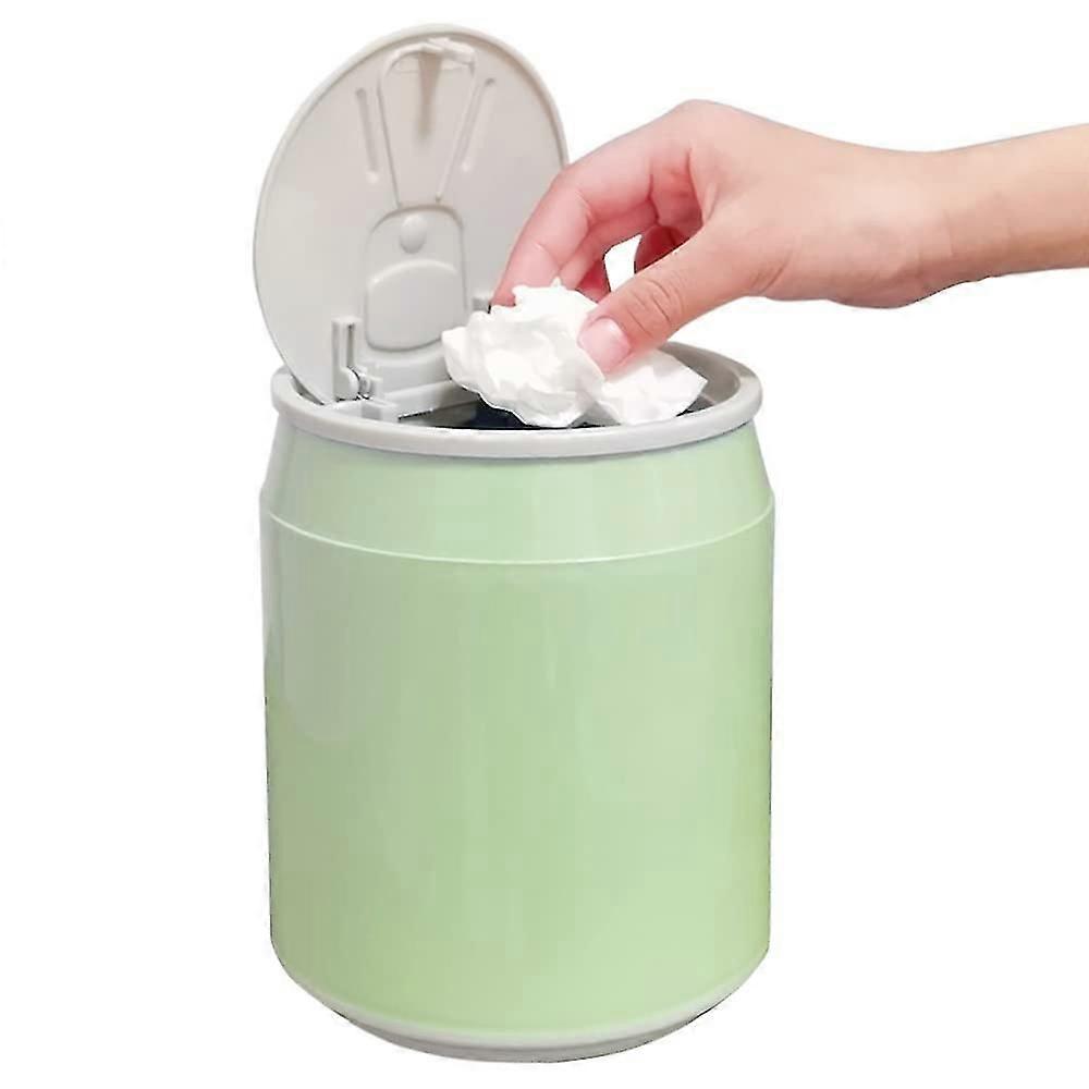 Small Tabletop Trash Can, Mini Desktop Trash Can Portable Kitchen Table Trash Can With Push Button Lid, For Dressing Table, Bedroom, Countertop (green