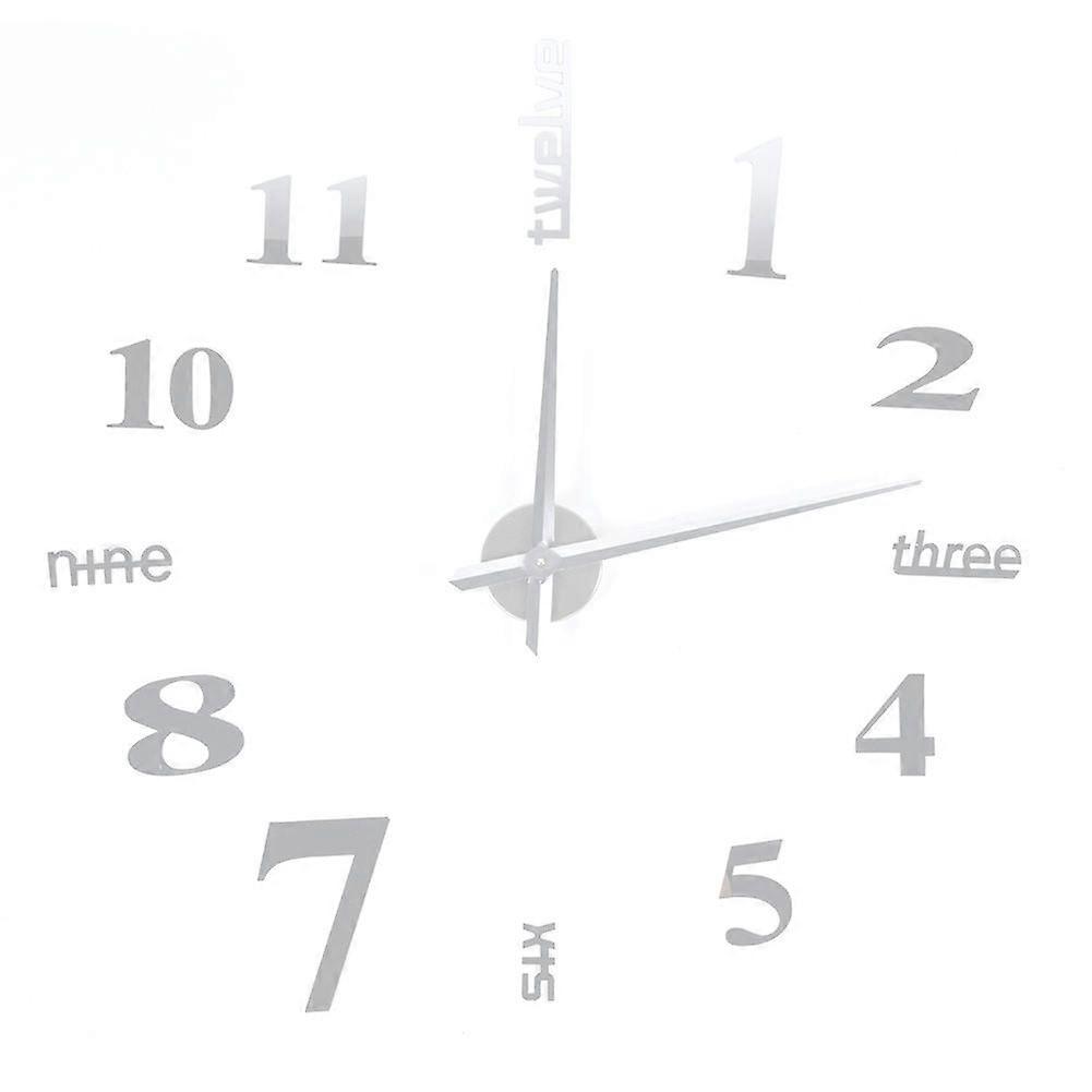 Wall Sticker Digital Clock Stickers Wall Clock DIY 3D Decorative Wall Clock for Home,Sliver