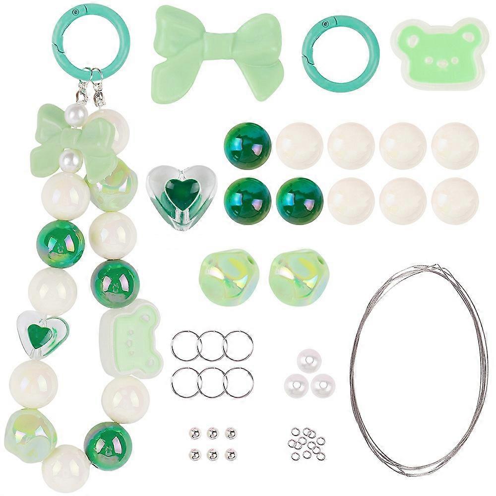Type E T0814 Phone Chain Making Kit Acrylic Beaded DIY Wrist Strap Set,Total Length: 25cm