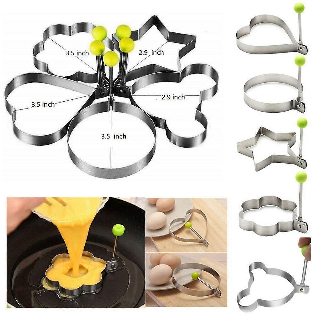5Pcs Stainless Steel Fried Egg Shaper Ring Pancake Mold Cooking Kitchen Tools