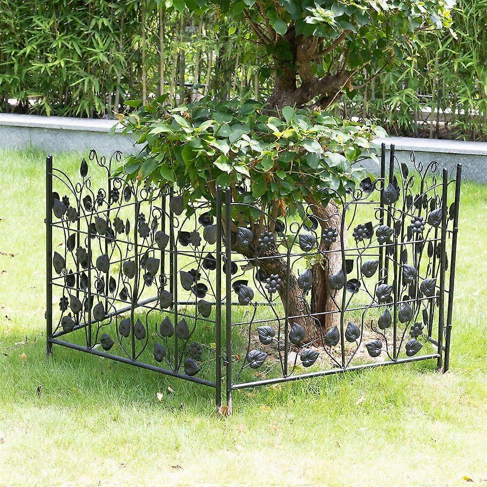 thumbnail image 2 of UNHO 5-Pack Decorative Metal Garden Fence Panels - Black Wrought Iron Look Border Fencing 24x25 2 of 6