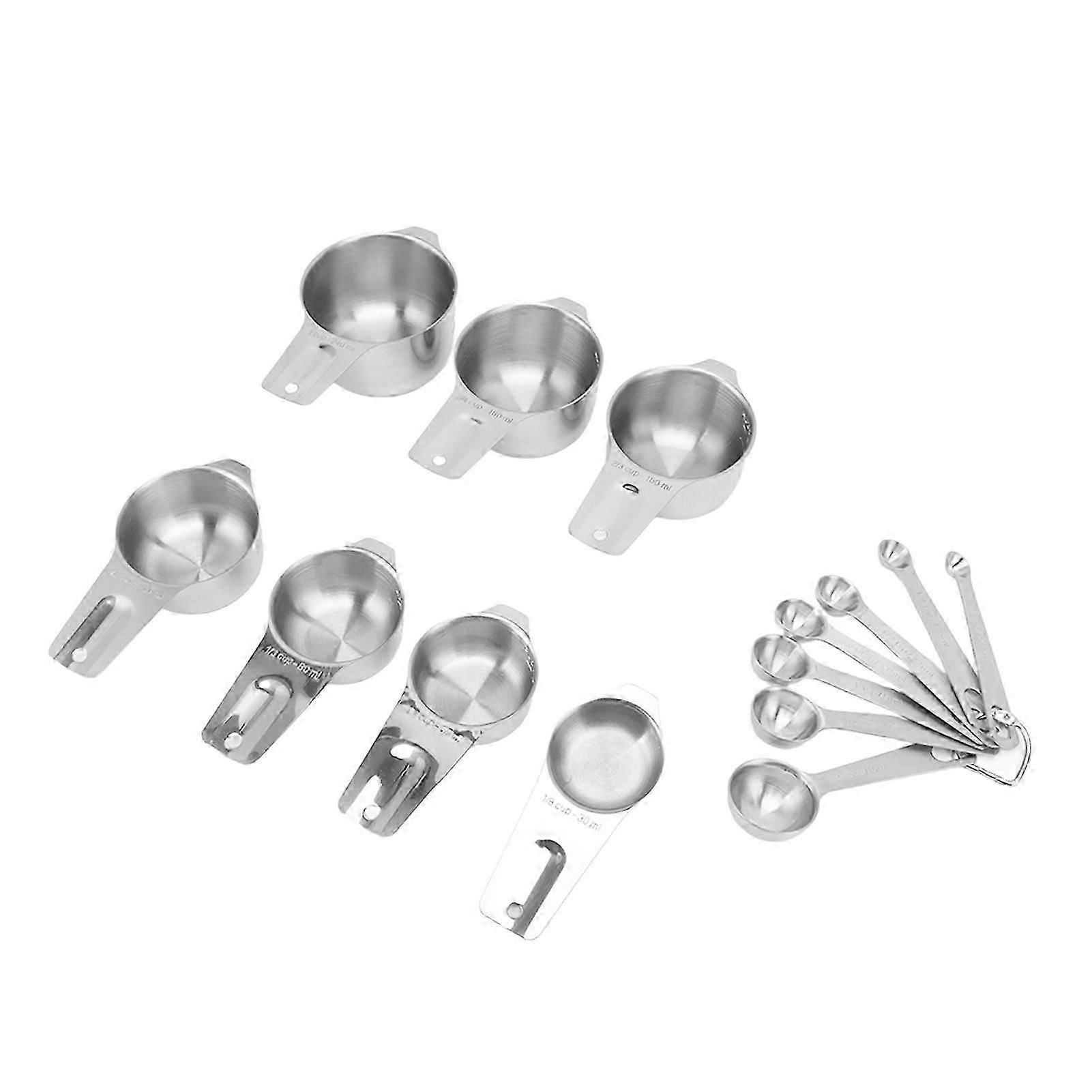 14Pcs Stainless Steel Measuring Spoons Set Stackable Multifunctional Nesting Measuring Spoons Cups Set Kitchen Tools