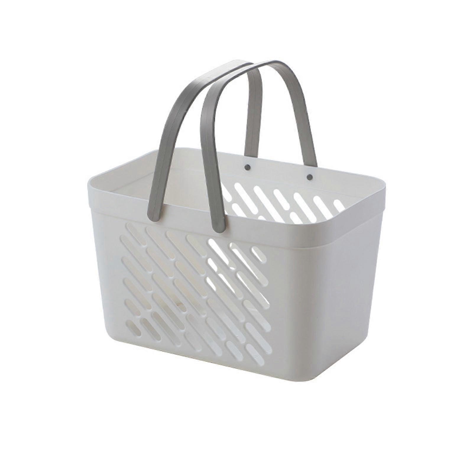 Bath Basket with Handle Multifunction Organizer Tote Container Holder for Comb Cosmetics Sundries Items Storage Case Gray