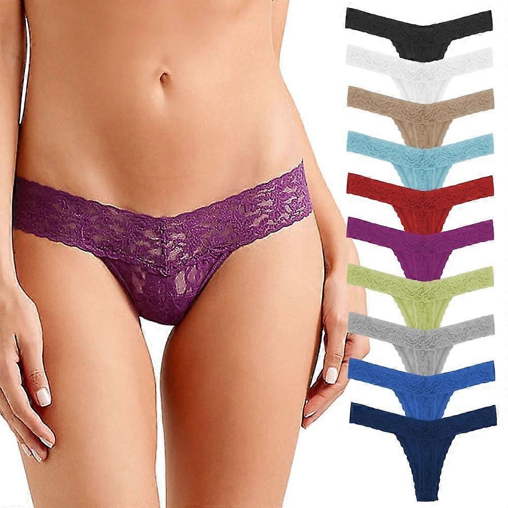 Sexy Dentelle Coton Femmes G-string String Underpants Dames Tangas Lingerie Plus Taille Pack 10