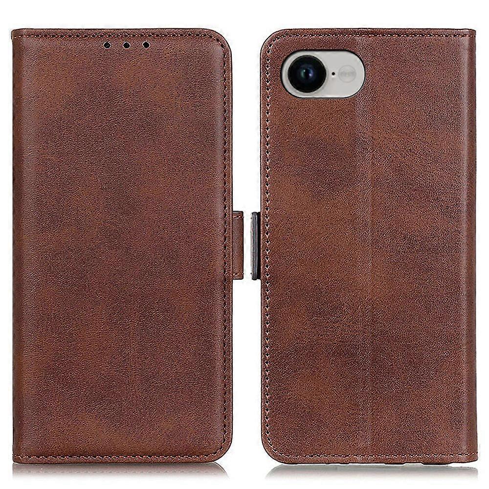 For iPhone 16e Case Stand Cowhide Texture PU Leather Phone Cover