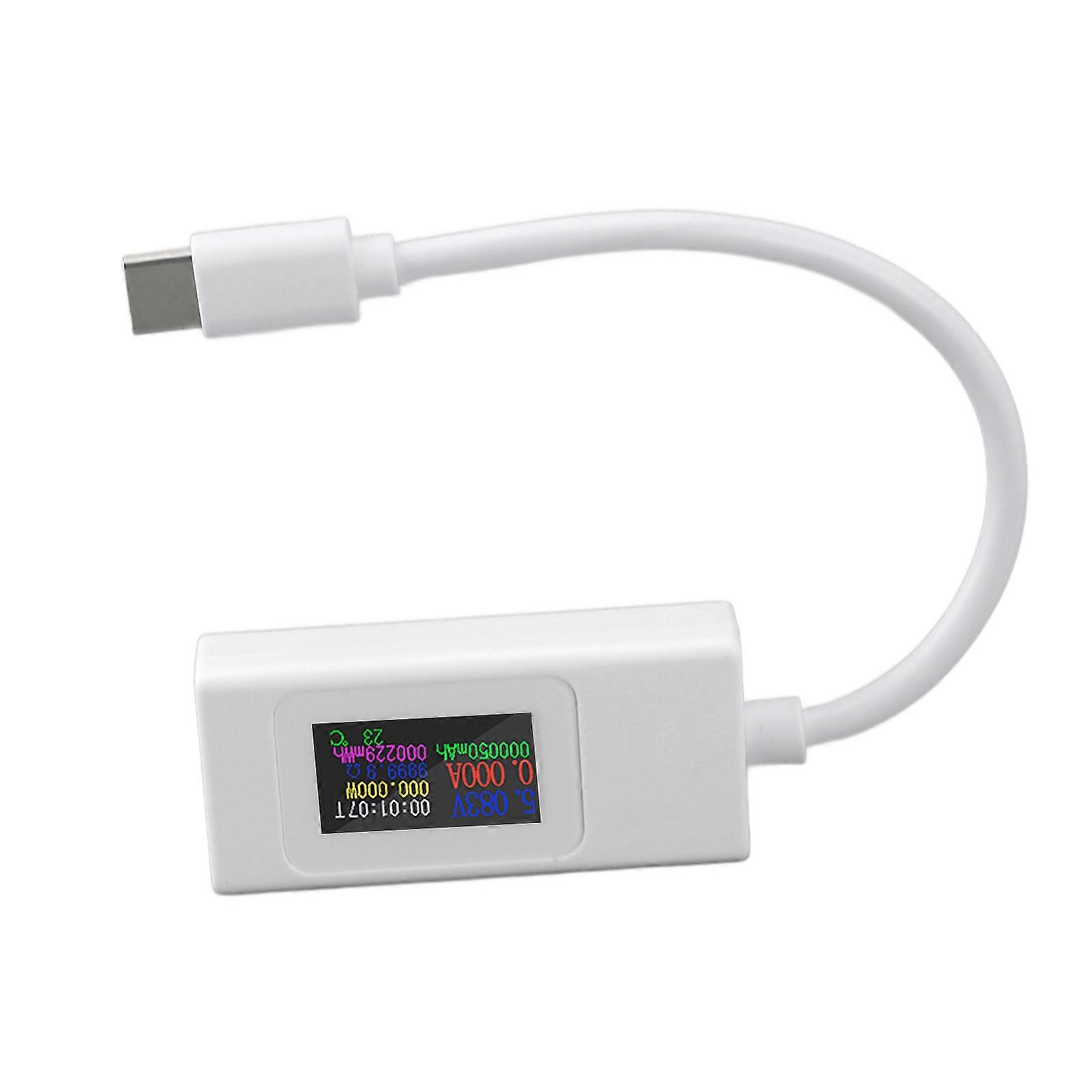 USB C Tester Color Screen Multifunctional Bidirectional Testing USB Current Voltage Meter for Phone Computer White 