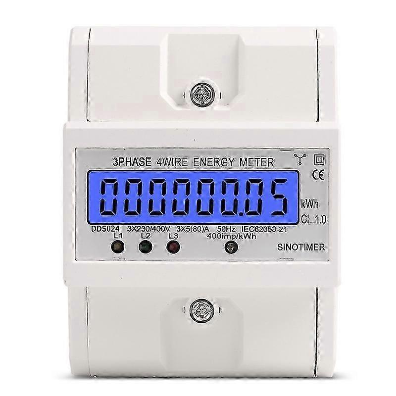 3 Phase 4 Wire Energy Meter 220/380v 5-80a Energy Consumption Kwh Meter Din Rail Installation Digital Electric Power Meter With Lcd Backlight Display(