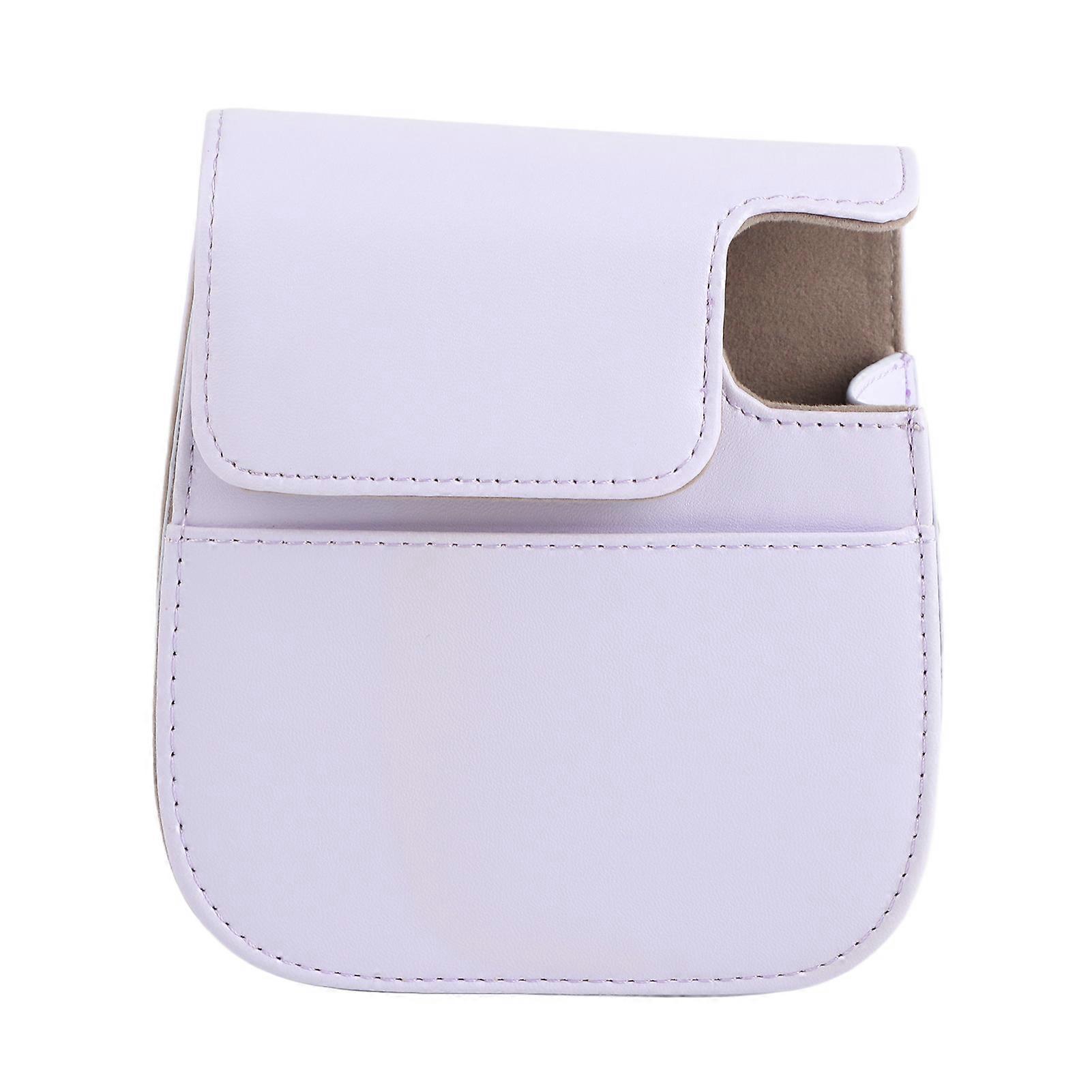 PU Leather Camera Case with Shoulder Strap for Fujifilm Instax Mini 11 (Purple)