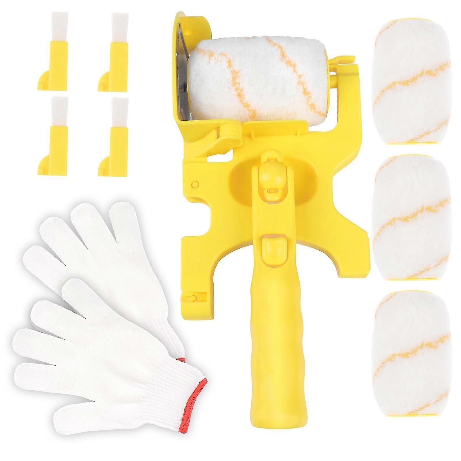 11Pcs Paint Roller Brush Set Multifunctional Hand- Clean-Cut Paint Edger Roller Brush Portable Tool