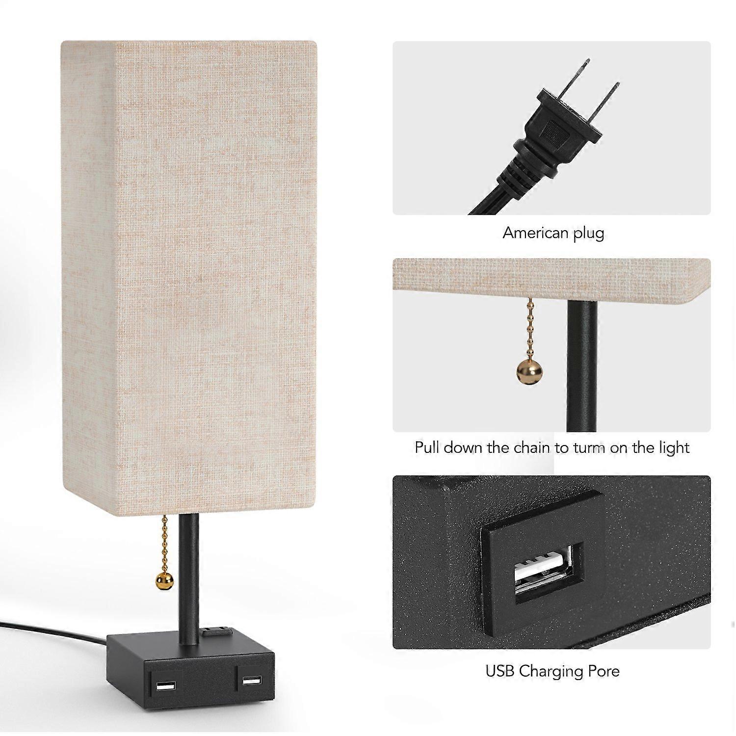 Tomshine ベッドサイドテーブルランプ デュアルUSB＆ソケット