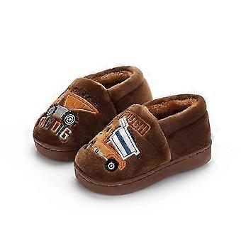 Antislip Winter Kinderpantoffels Unisex Printing Pluche Pantoffelsbruin,22