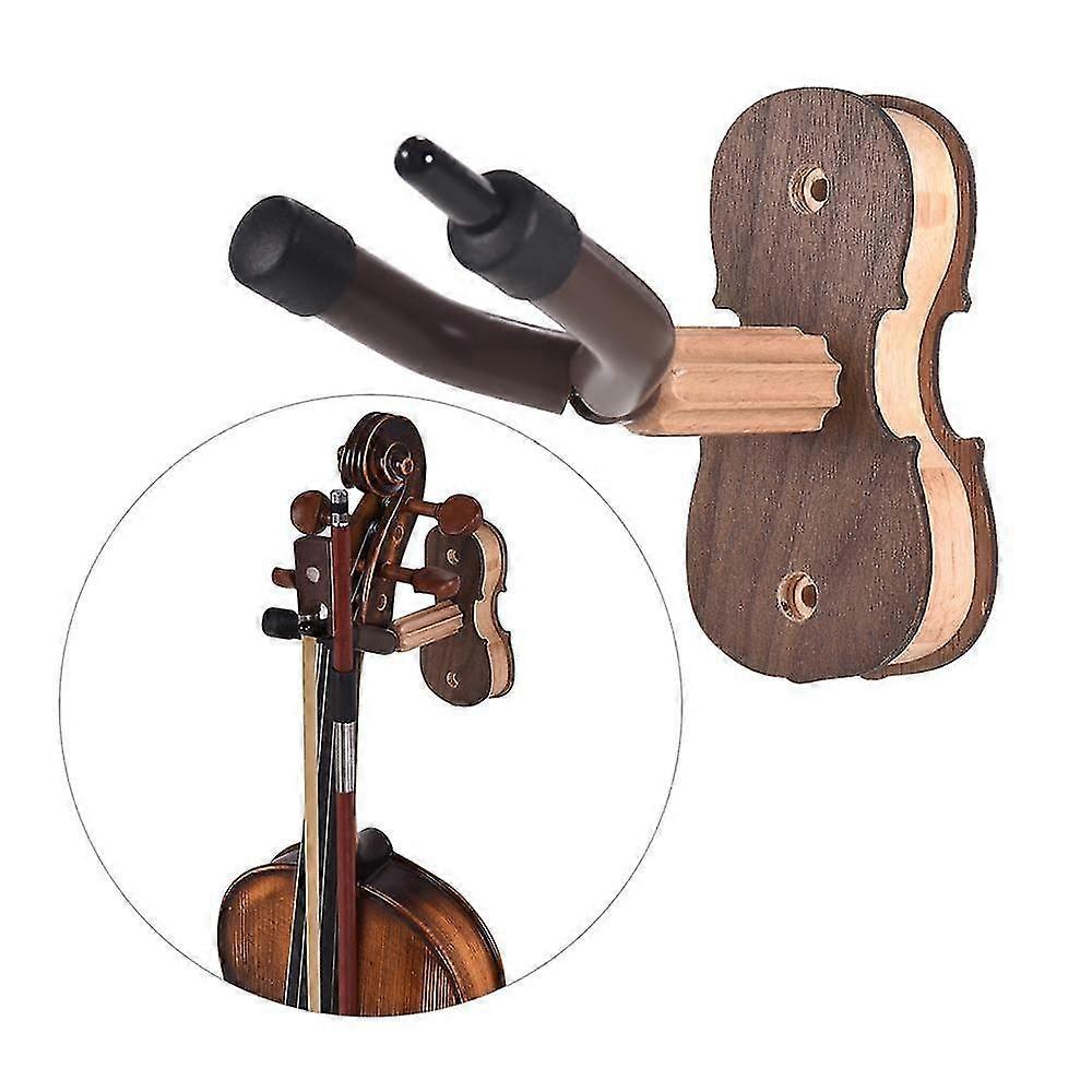 2025 New Wall Mount Violin Fiddle Viola Hanger Hook Keeper with Bow Holder Rubber Cushion Wood Base