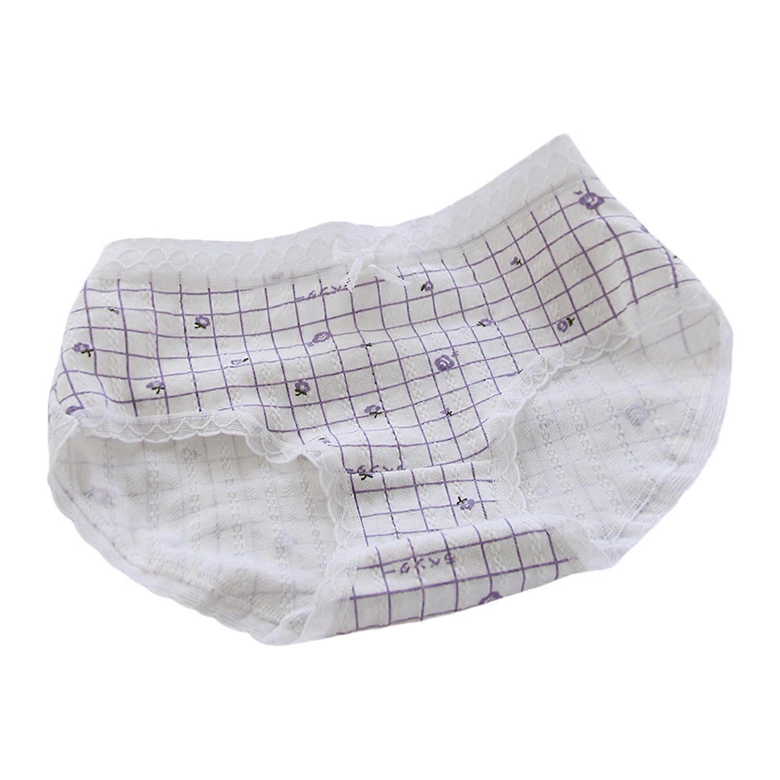 Bomull Bikini Trosa Spets Trosor för kvinnor Underkläder Underkläder Underkläder Underkläder Andas Dam Underbyxor Rutiga blommor XL