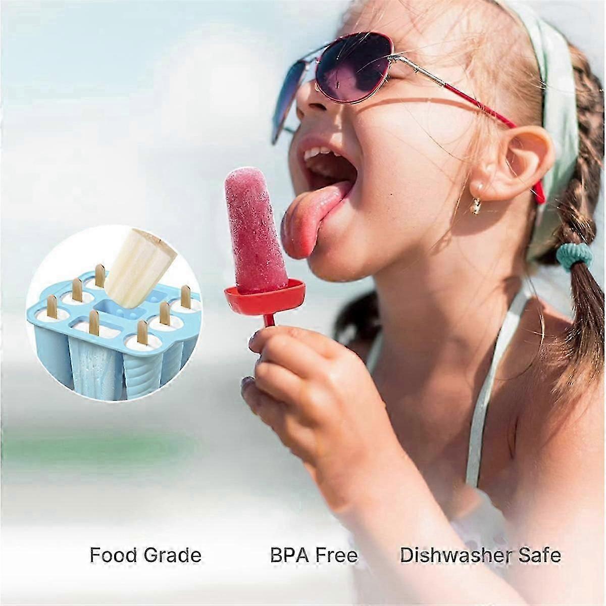9 Hole Silicone Popsicle Molds with 50 Sticks - Easy Release Homemade Ice Maker
