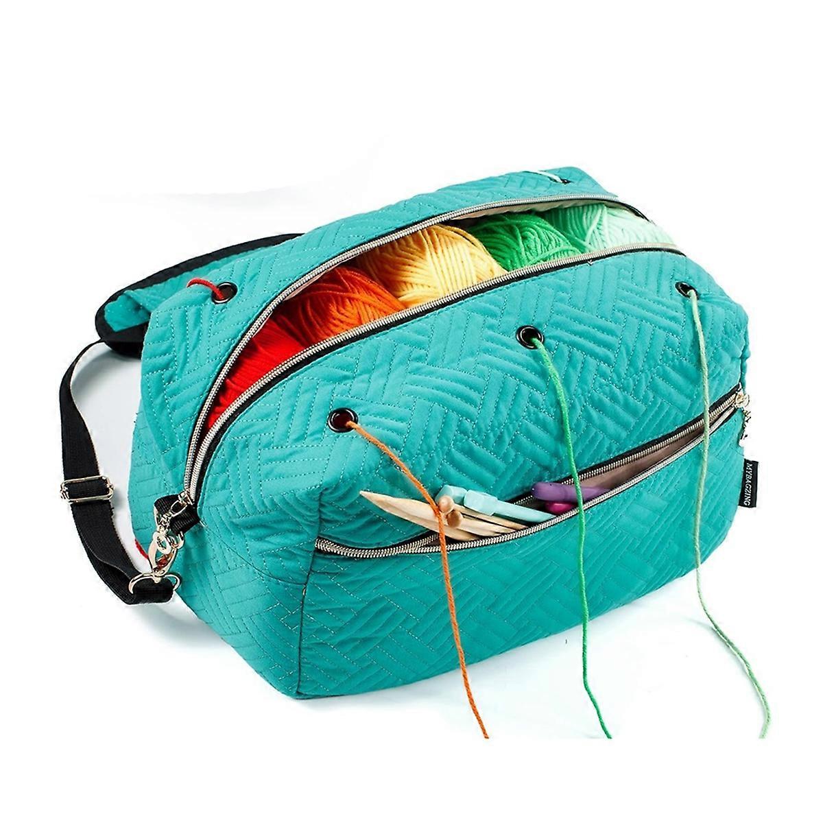 Sac de rangement pour crochet, sac à tricoter, rangement pour fil - bleu