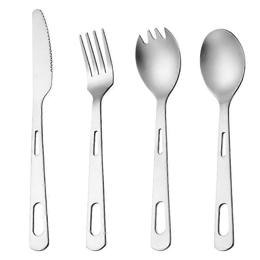 Titanium cutlery knife, fork and spoon outdoor camping 4-pieces set