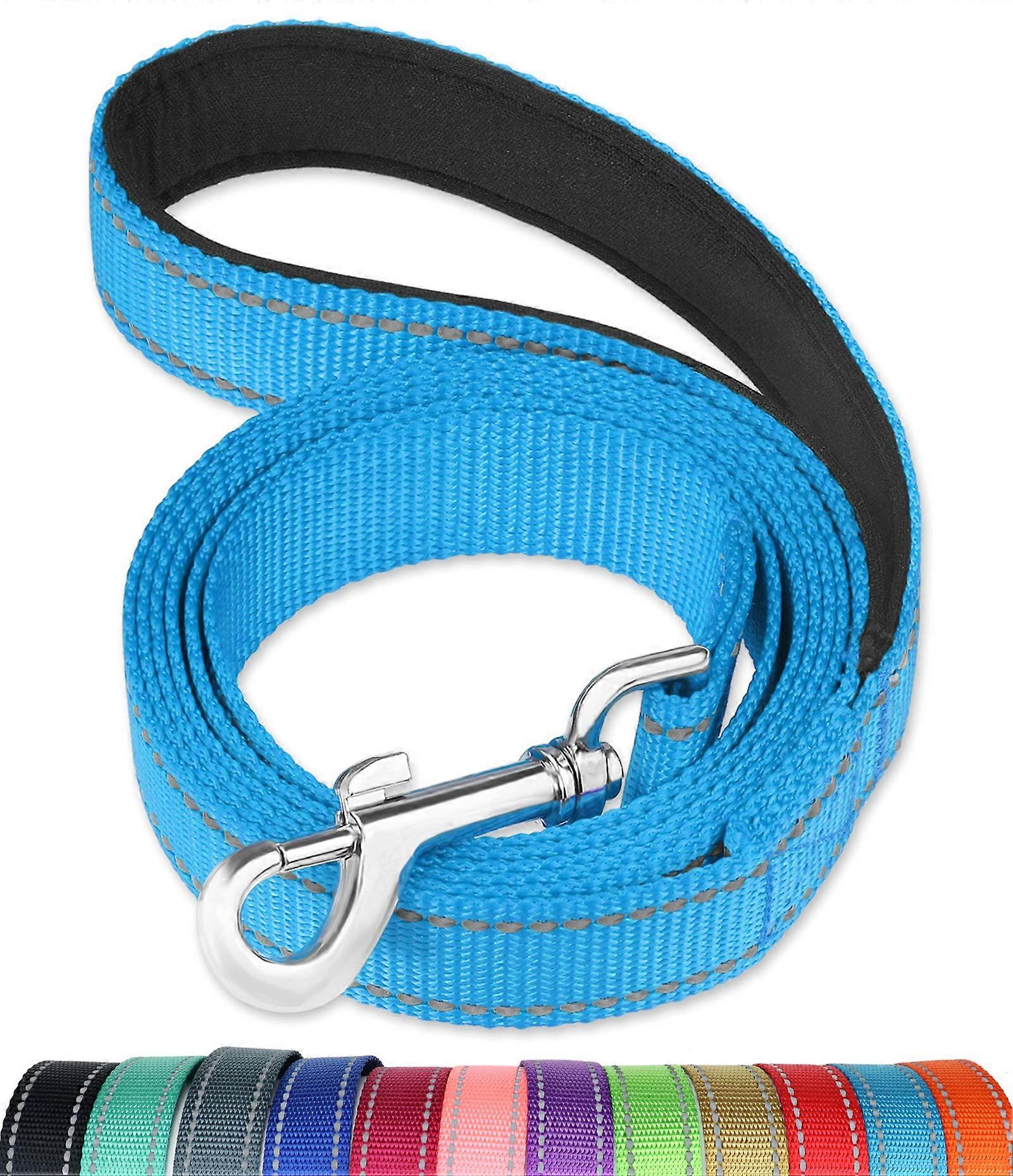 6FT Reflective Dog Leash for Training and Walking, Soft Padded Handle, 1 Inch Wide, Sky Blue, for Large and Medium Dogs
