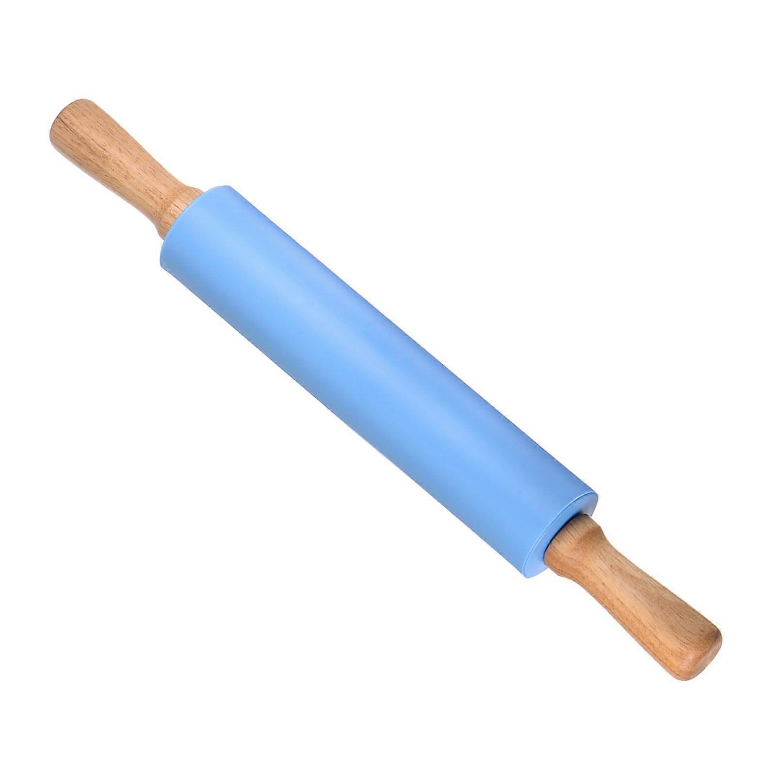 Silicone and Oak Non-Stick Rolling Pin with Ergonomic Wooden Handle, 17-Inch Length for Baking and DIY Projects
