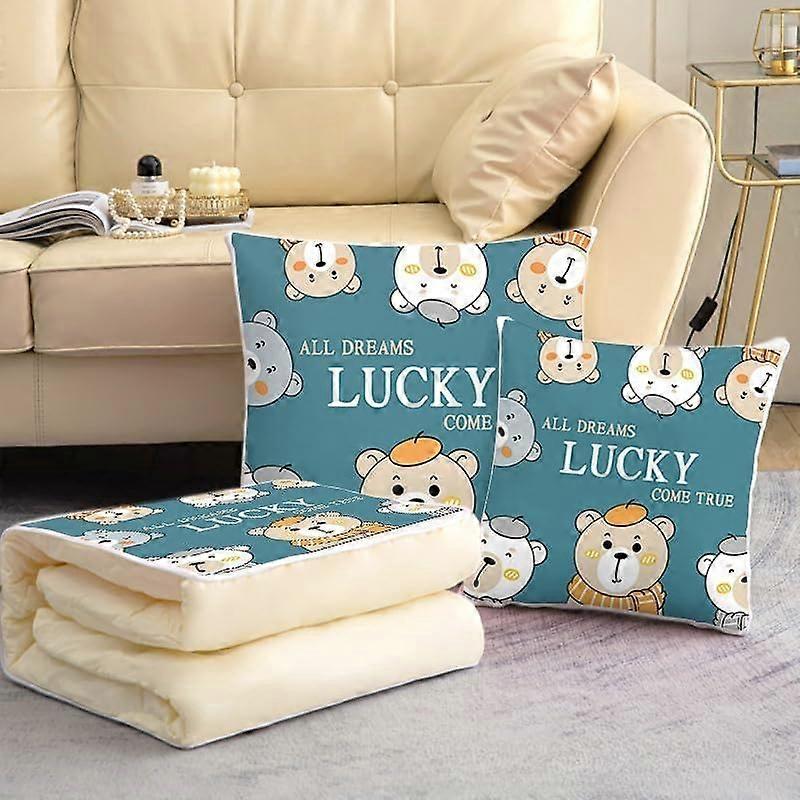 Pillow and Quilt Two-in-One Sofa Cover, Air Conditioner Office Nap Cushion, Car In-Car Pillow, Soft Fabric Design