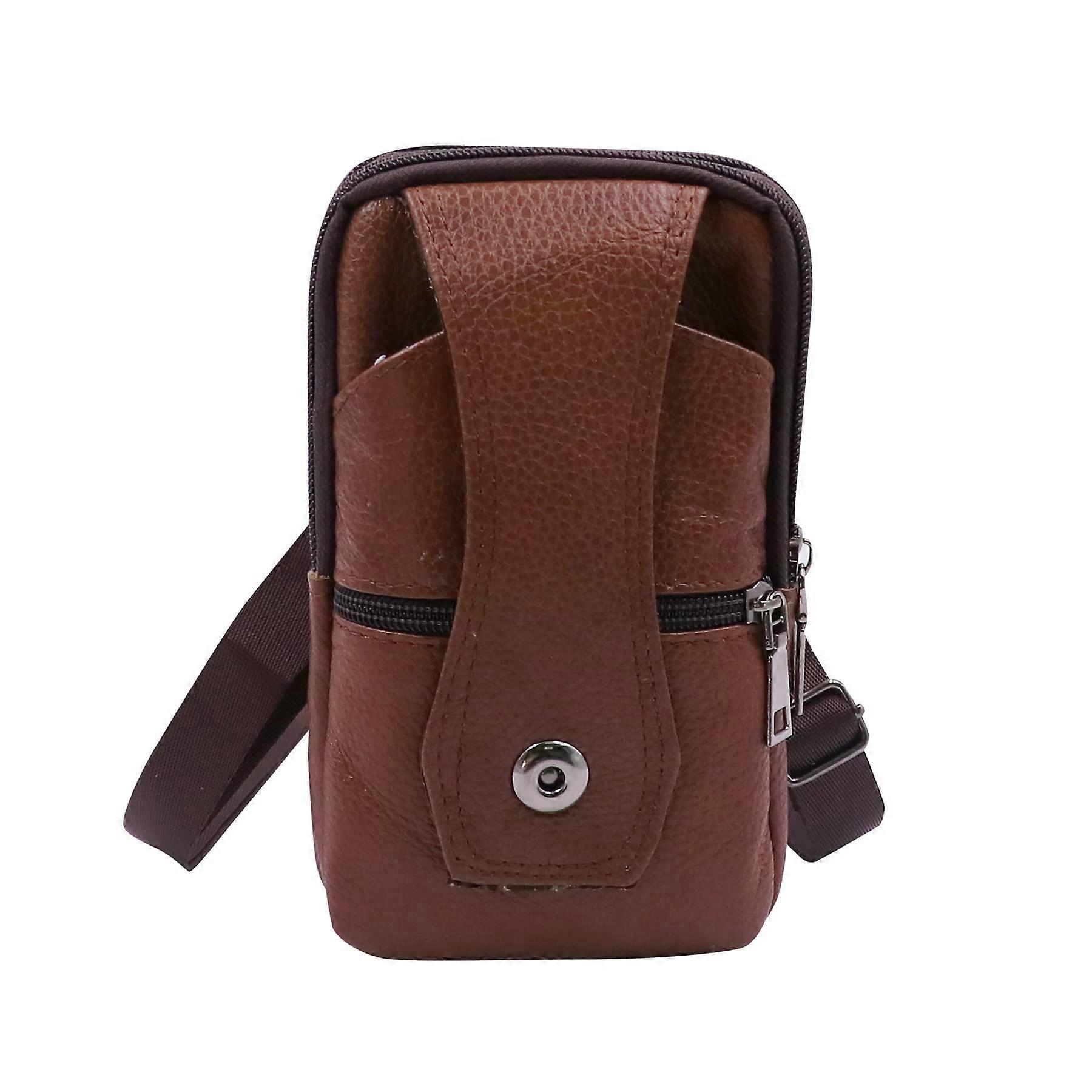 Men's Small Leather Cell Phone Wallet Case Vertical Loop Belt Holder Travel Crossbody Pouch with Hook or Strap