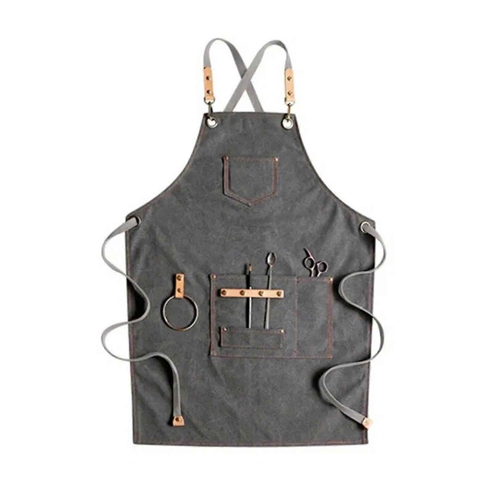 Adjustable Cross Back Cotton Canvas Apron For Men Women Work Kitchen Apron