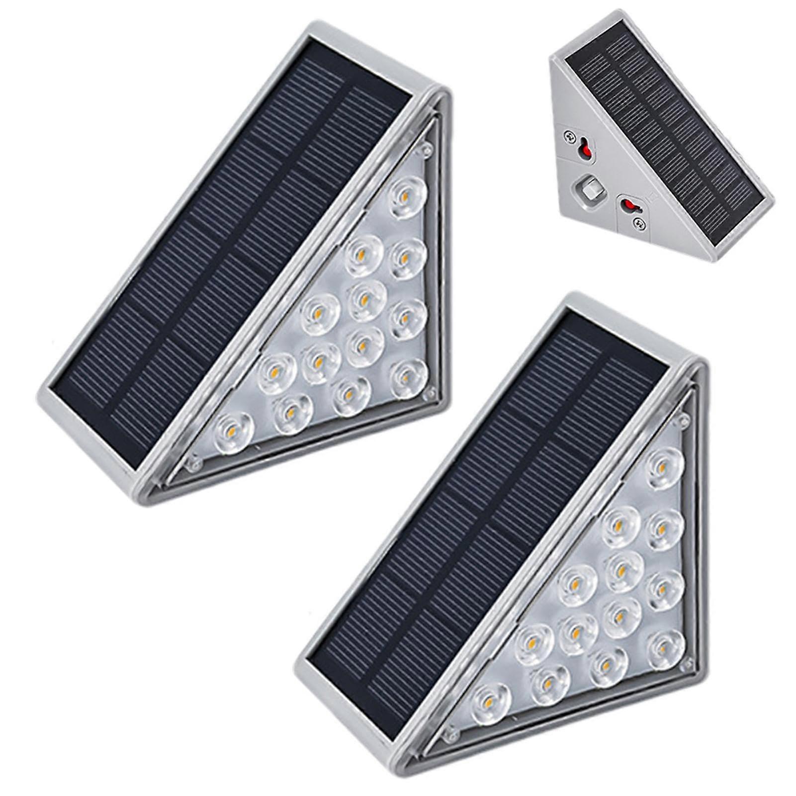 Solar Step Lights Outdoor, 6 Triangle Solar Stair Lights, LED Outdoor Step Lights