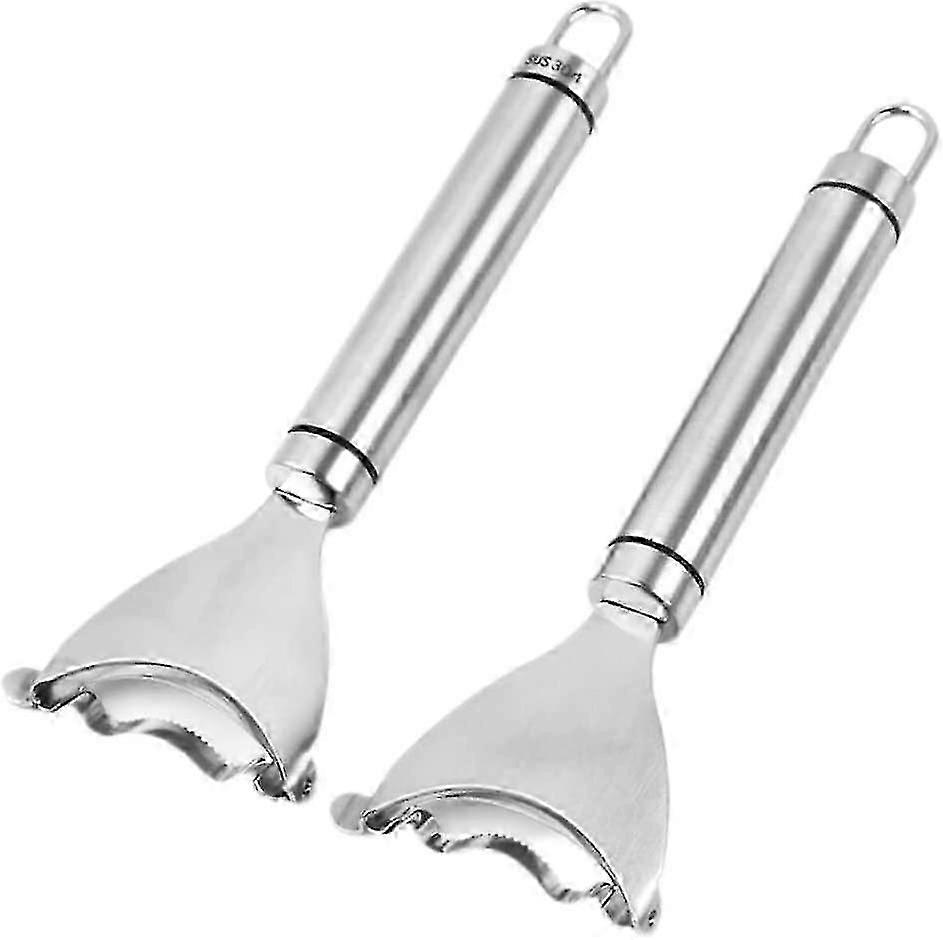 Corn Peeler, Corn Cob Peeling Tool, Stainless Steel Corn Thresher (silver) (2pcs)