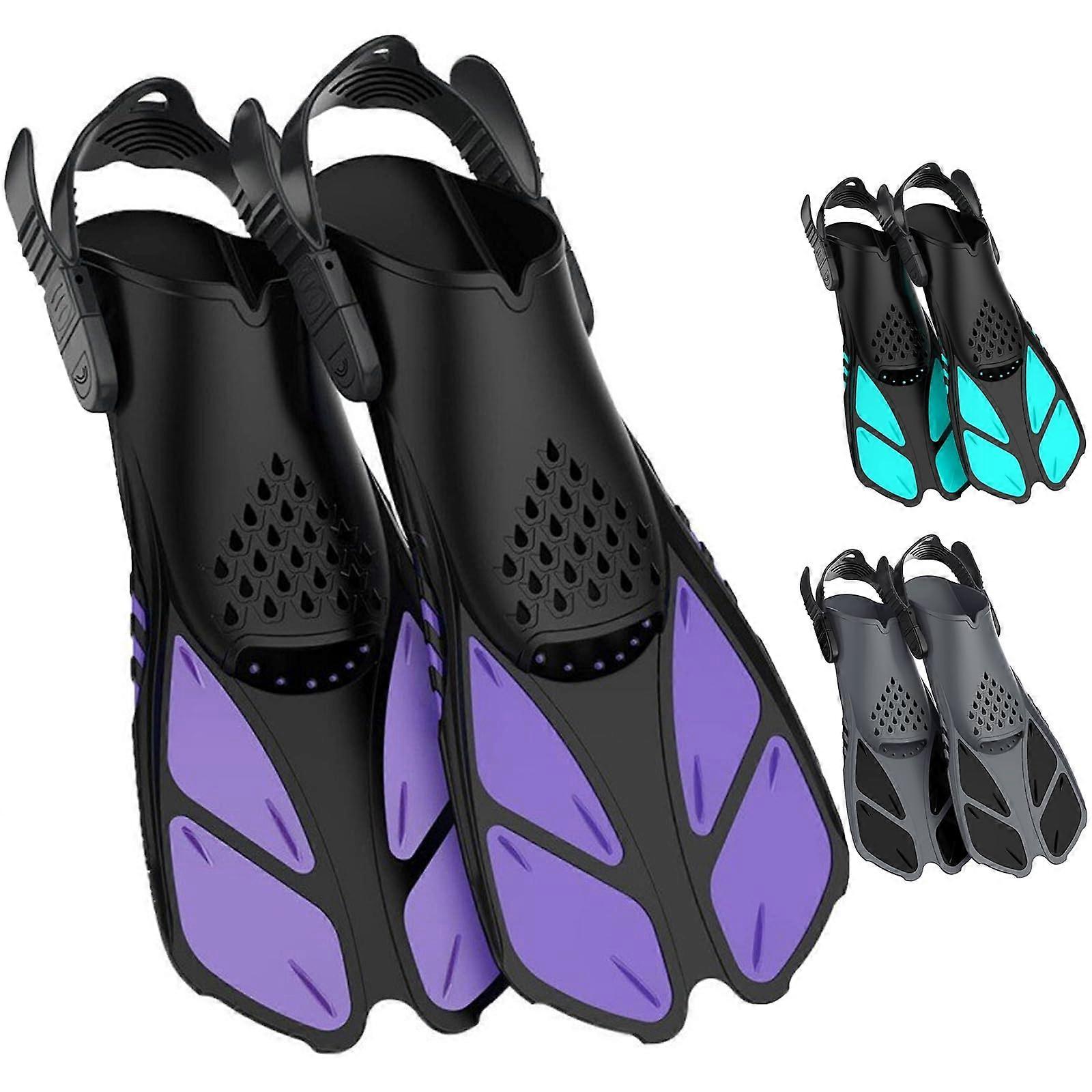 Swimming f travel size short snorkel Adjustable Dive Adult Men Women Open Heel Palettes Swimming (Dark Purple)