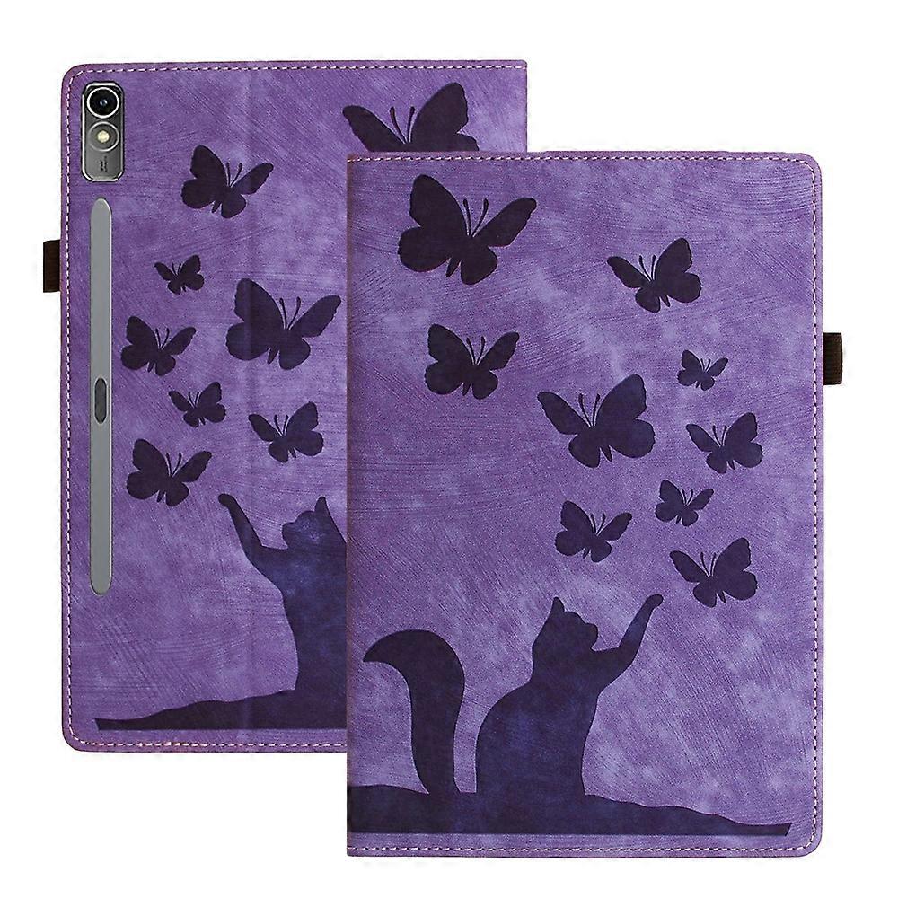 Butterfly Cat Preging Skinn Nettbrett Veske For Lenovo Tab P12 / Xiaoxin Pad Pro 12.7