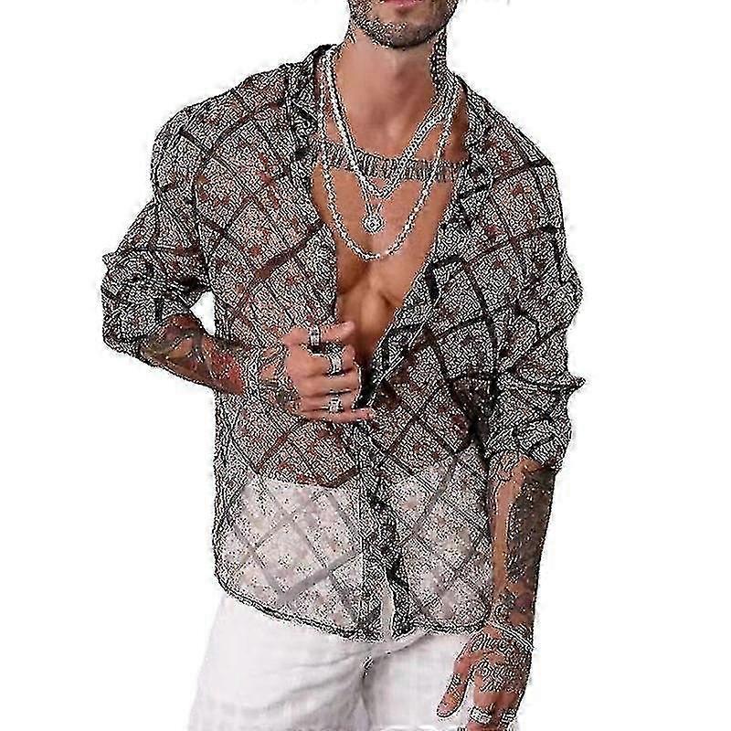 Men's Comfortable Dense Mesh Shirt with Unique See Through Design