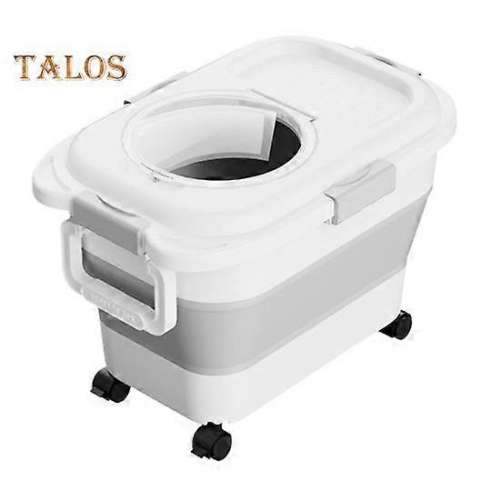 Folding Rice Storage Container BPA-Free Large Capacity Collapsible Sugar Cereal Storage Bin Dispenser with Rolling Wheels