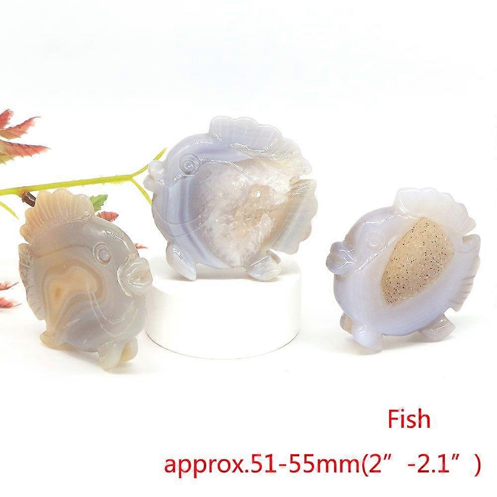 Labuť Eagle Head Fish Sova Penguin Socha přírodního kamene Šedý achát Geode Healing Crystal Carving Zvířecí figurka Řemesla Domácí dekorace