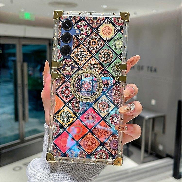 For Samsung Galaxy A55 5G Case Ethnic Style Pattern Electroplating TPU + PC Phone Cover with Kickstand