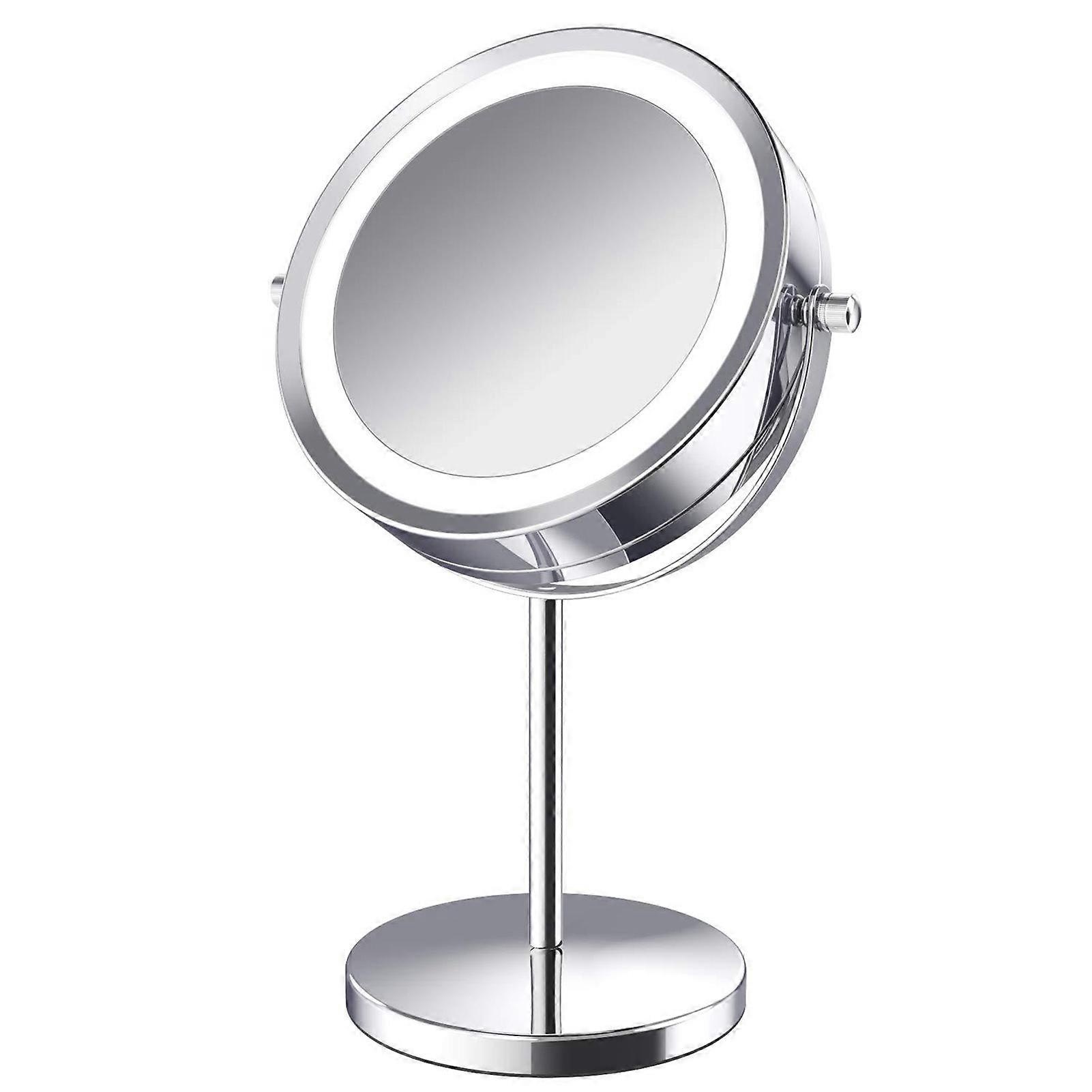 Vergrößerndes Make-up mit LED-Licht Doppelseitig 5-fache Vergrößerung 360-Grad-Drehung Schminkspiegel Normaler Typ