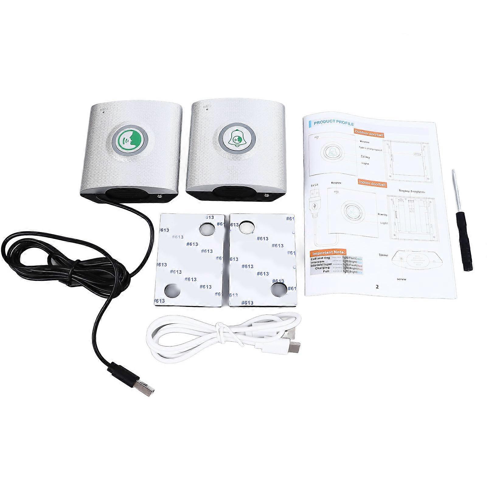 Wireless Intercom Doorbells Plug and Play Waterproof Remote Control Two Way Voice Doorbell for Home