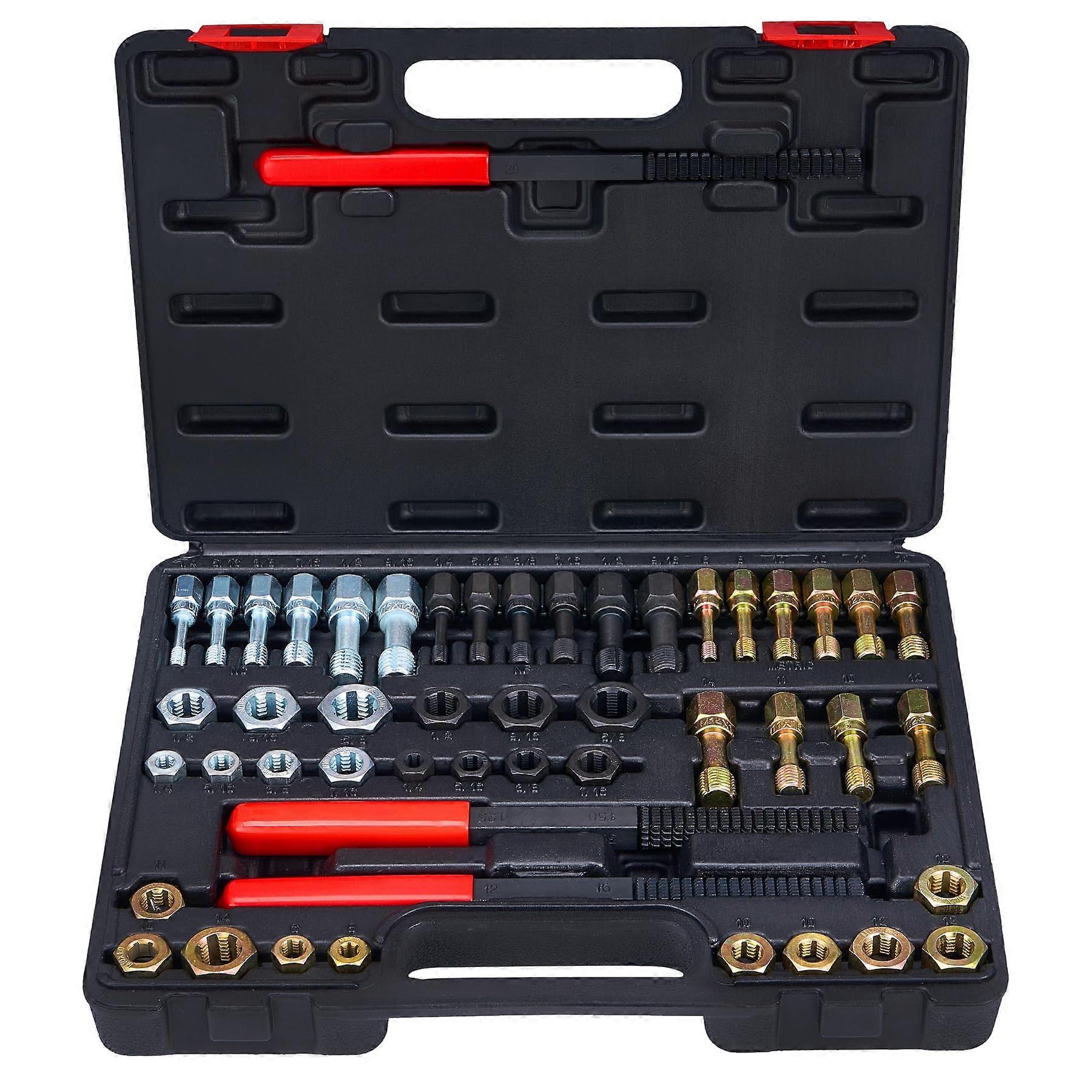 49pcs Thread Chaser Set in SAE and Metric Sizes, Thread Restorer Kit for Cutting External and Internal Threads, NC, NF, NPT Repair Tools