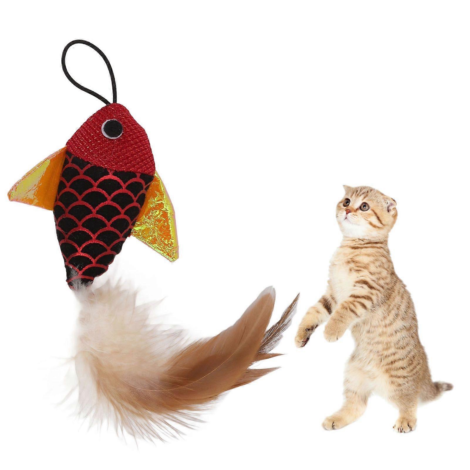 SSRGV Door Hanging Cat Toy Hanging Door Bouncing Cat Toy to Relieve Boredom and Stress for Play Exercise Funny Cat Rope and Red Feather Fish