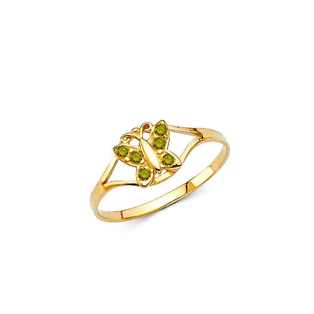 14k Yellow Gold Cubic Zirconia Aug Ring Size 3 Band Style-Ring - .8 Grams