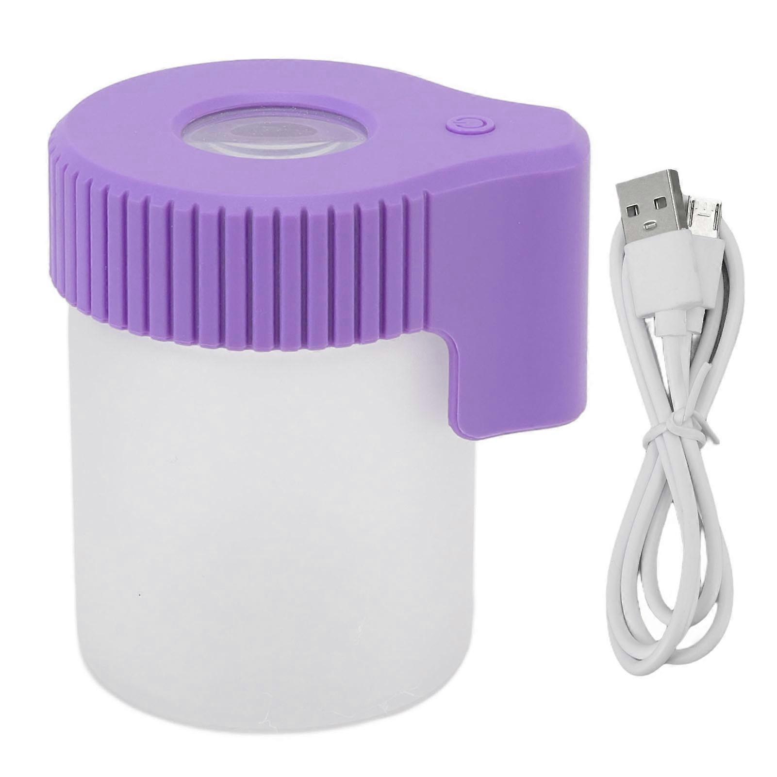 8X Magnifying Viewing Jar Glass Shell Odor Proof Waterproof LED Storage Container for Tobacco Herbs