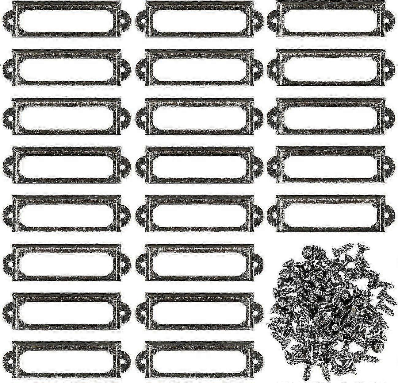 50pcs Metal Label Holders With Screws For Furniture Drawers Cabinets Card Name Plates For Desk Bookshelf Shelves - Bronze (s-60 X 17mm)