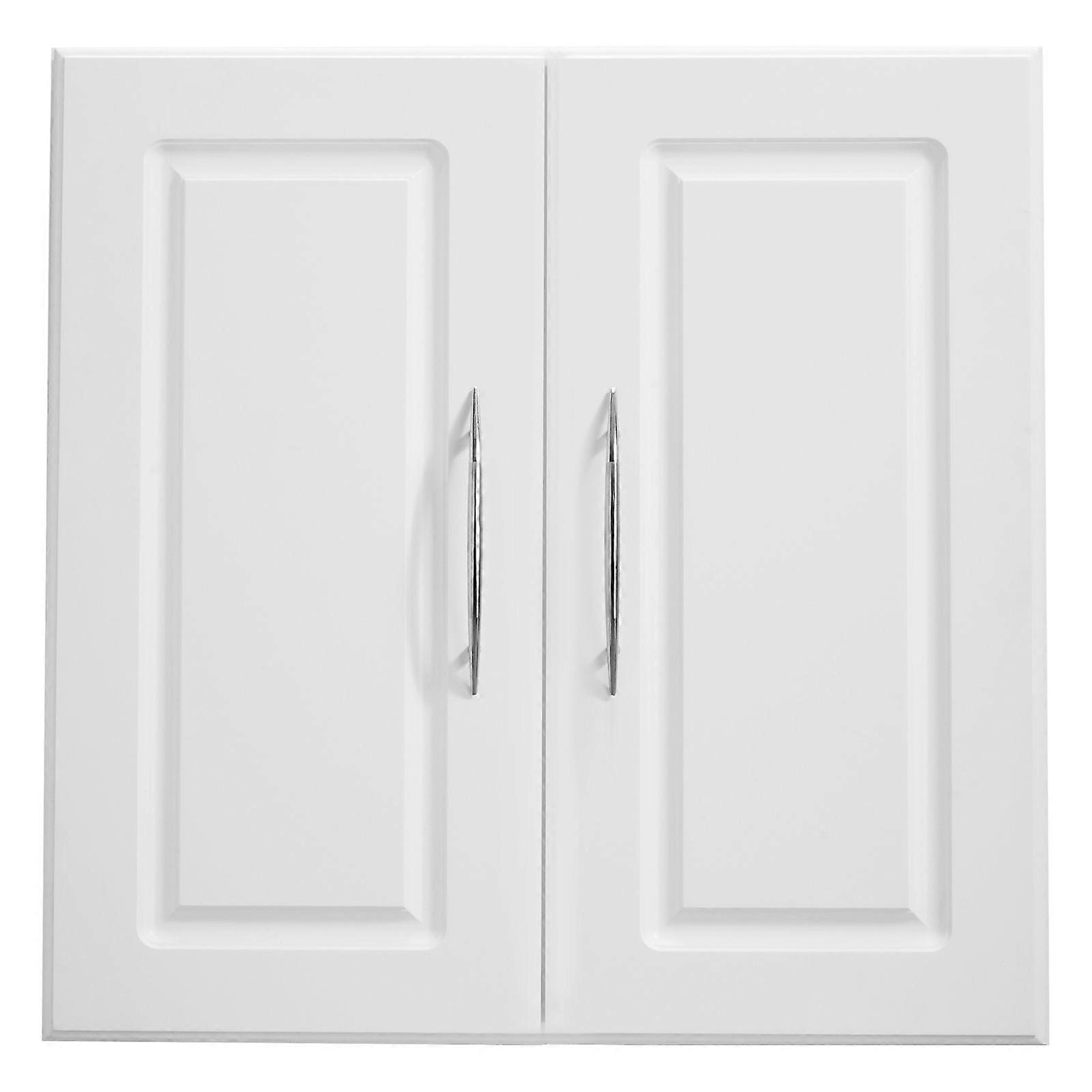 Waschküchen-Wandschrank, 2-stöckiger wandmontierter Hängeschrank mit 2 Türen, 11,8 x 23,6 x 23,6 Zoll (T x B x H), Weiß