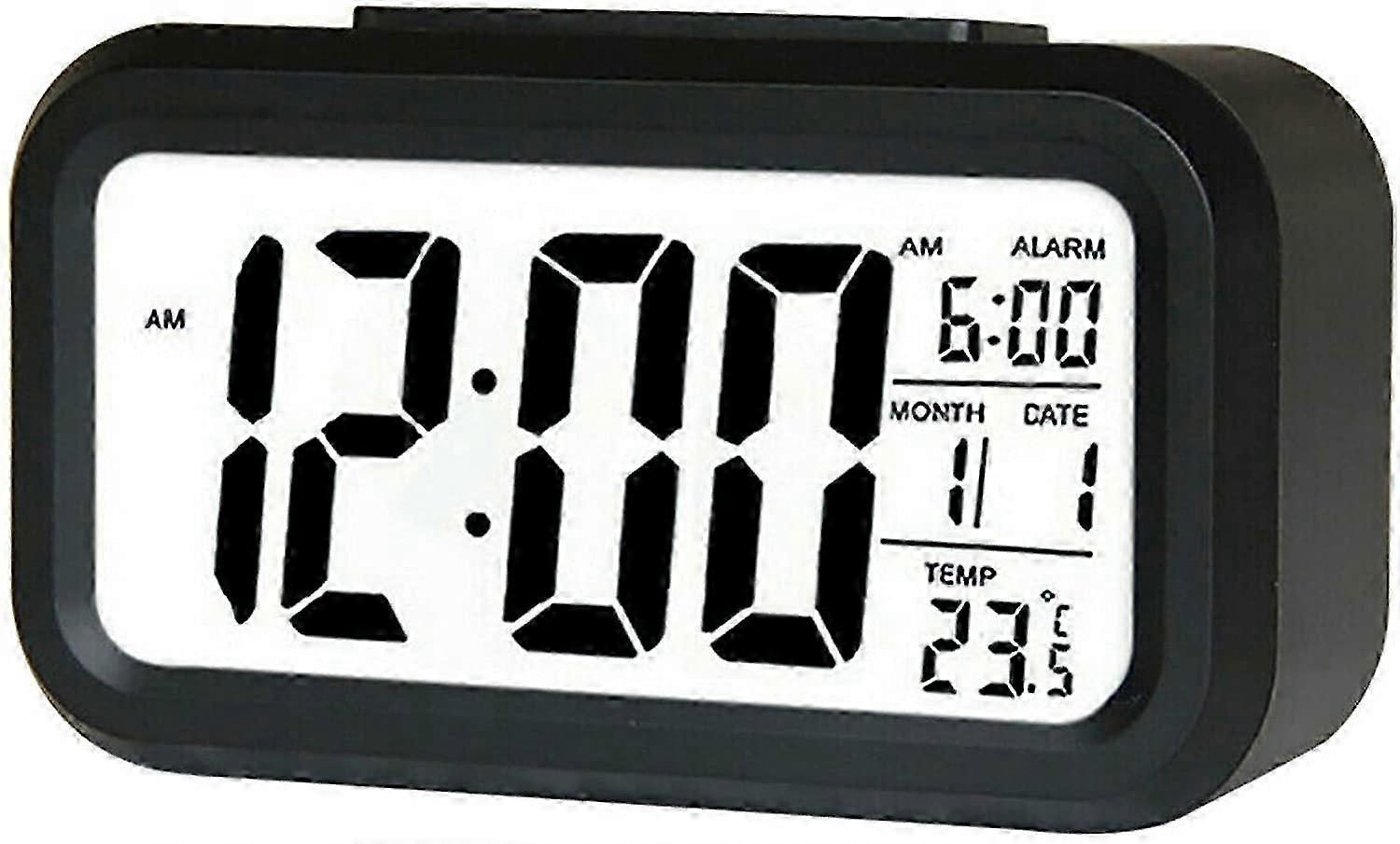 Digital Alarm Clock with Backlight, Snooze, Mute, Calendar - Black