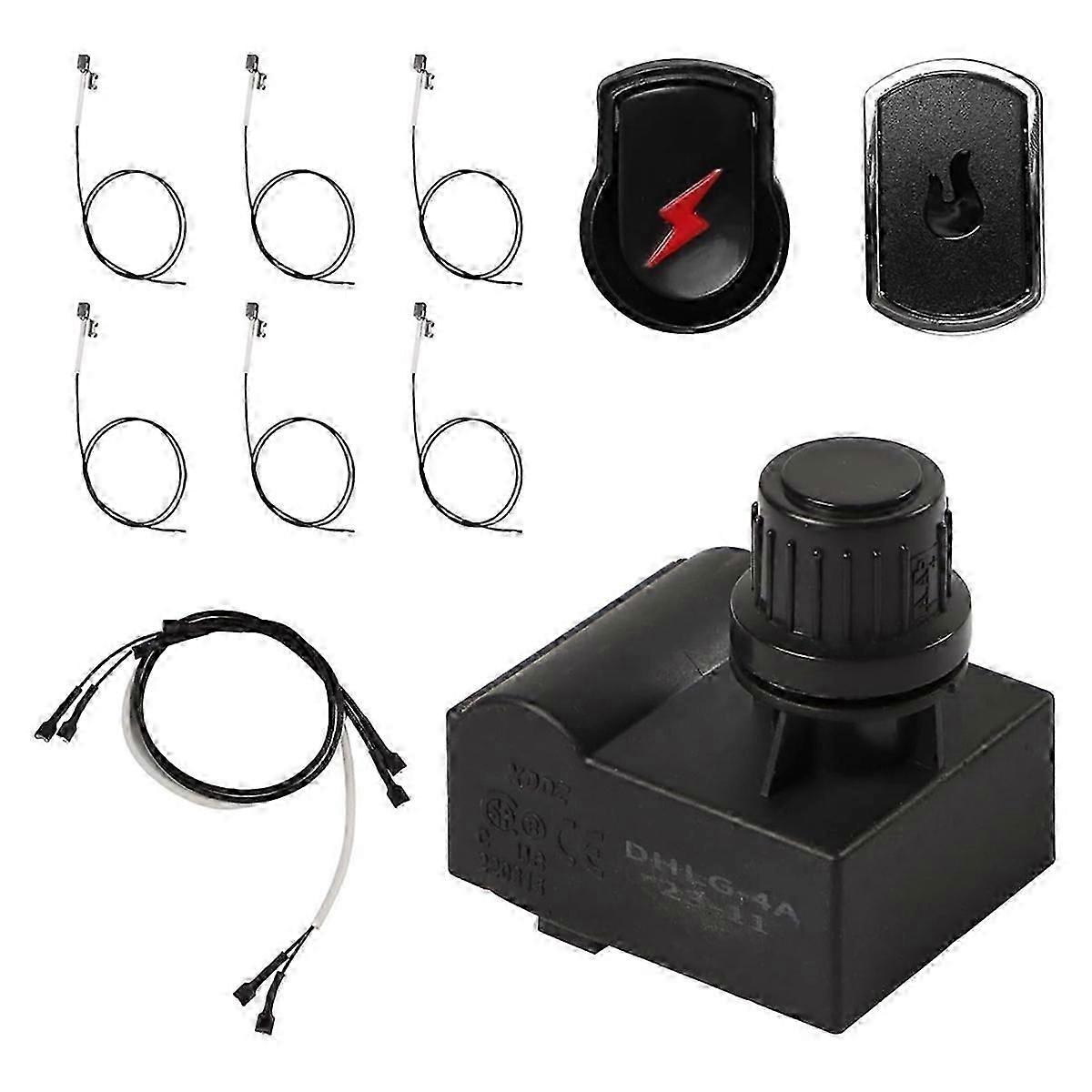Ignition Kit for Charbroil Gas Grills, 4 Outlet Ignitor Module Replacement with Wires and 2 Push But