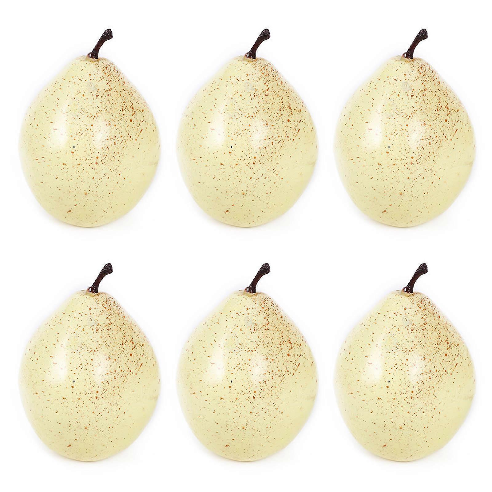 6Pcs Artificial Pears Realistic Foams Fruit Simulation Pears Fruit Photography Props for Basket Display Decorations