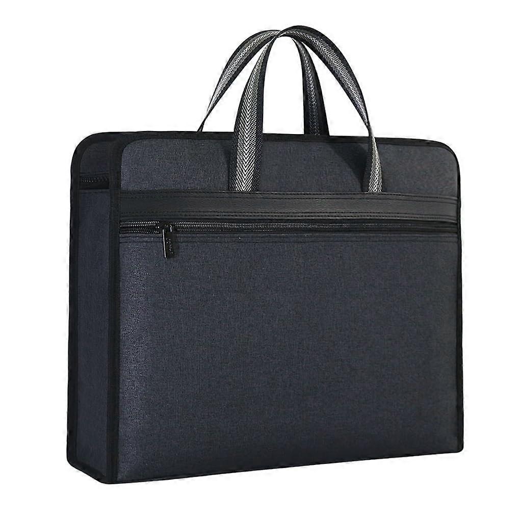 CSCDD Business A4 Bag Handbag Zip Canvas Pack Multi Layer Thickened Men's Office Bag