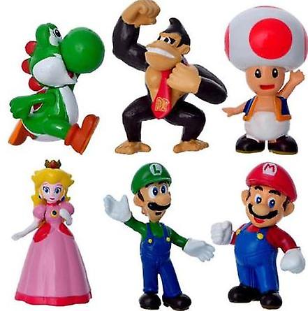 6 Pack Super Mario Figures Christmas Gifts