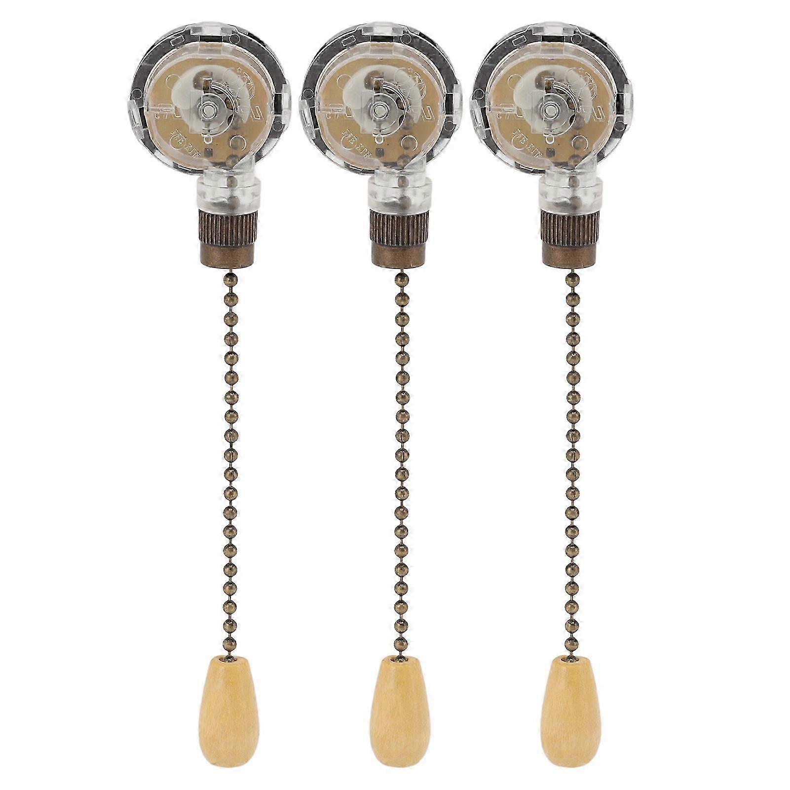 3Pcs Rustproof Ceiling Fan Pull Chain Switch Light Replacement