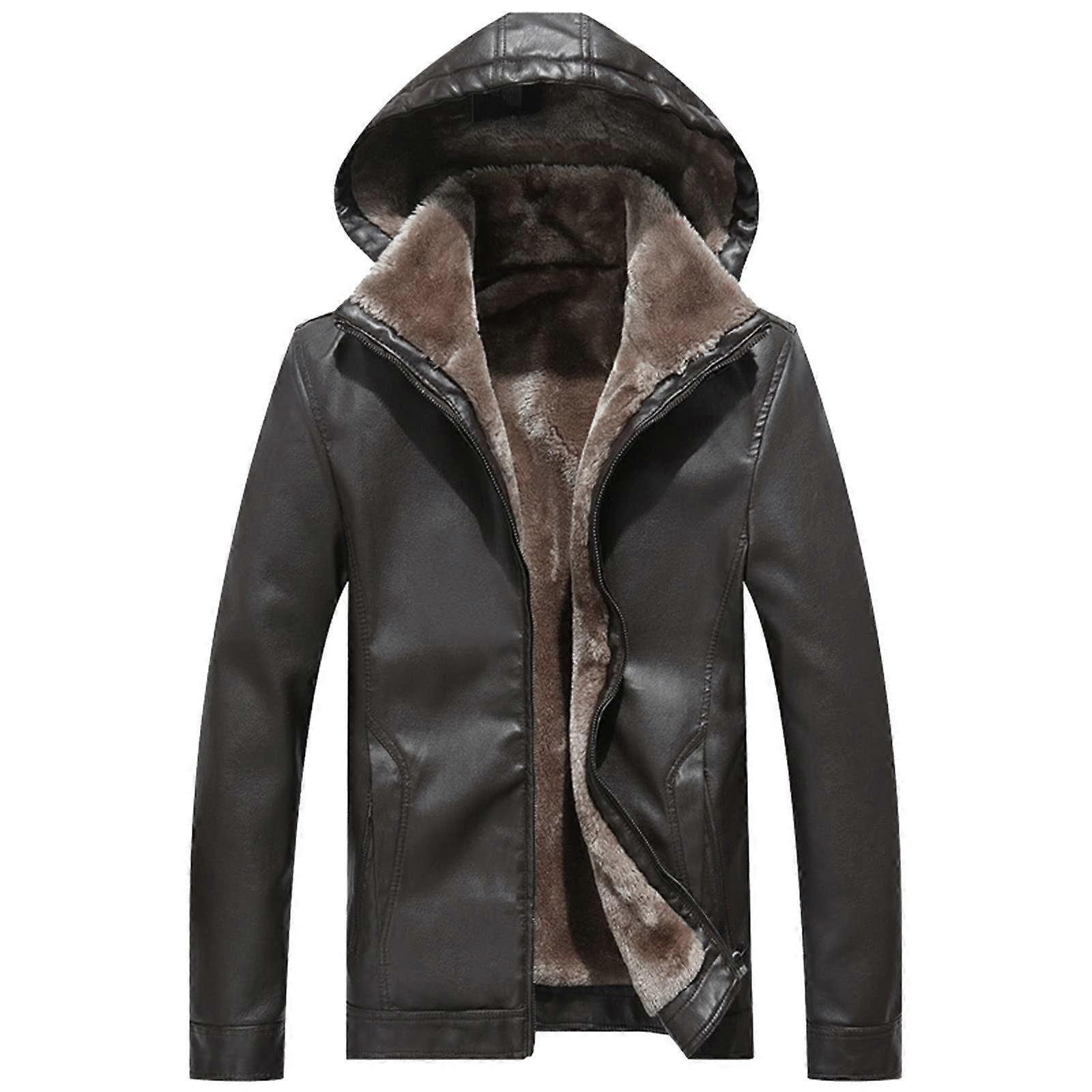 Men's Retro Brown Leather Jacket, Men's Softshell Jacket, Lightweight Summer Pullover Jacket for Men